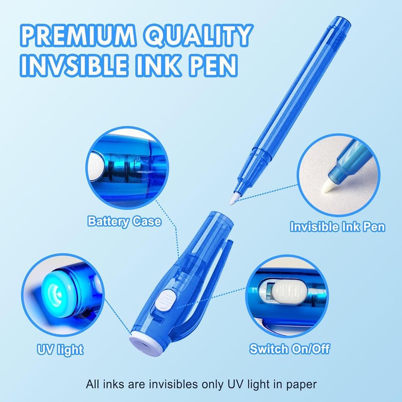 UTOBSOV 24 PCS Invisible Ink Pen with UV Light Magic Marker Spy Pen Party Favors for Kids Goodie Bags Stuffers for Kids Birthday Gifts Classroom Prizes - Image 3
